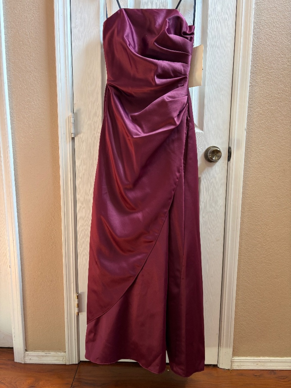 Burgundy strapless formal